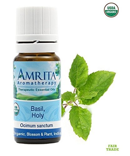 USDA Certified Organic & Fair Trade - Holy Basil Essential Oil (Ocimum sanctum) Therapeutic Essential Oil By Amrita Aromatherapy - SIZE: 10ml
