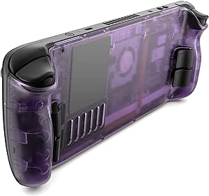 JSAUX Transparent Back Plate Compatible for Steam Deck, DIY Clear Edition Replacement Shell Case Compatible with Steam Deck, Buttons with Three Different Heights and Feel - PC0106 [Purple]