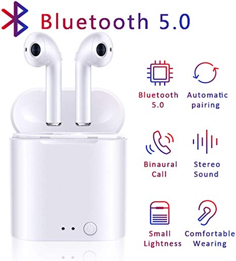 Wireless Earbuds Bluetooth 5.0 Headphones Noise Canceling 3D Stereo IPX5 Waterproof Sports Headset with Mic&Charging Case Pop-ups Auto Pairing In-ear Earpiece Compatible with All Bluetooth Devices