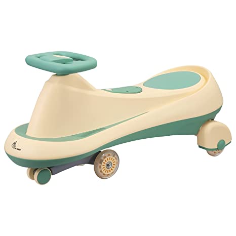 R for Rabbit Iya Iya Drift Magic Swing Car for Kids & Baby, Twister Magic Ride on Kids Car with Scratch Free PU Led Wheels, Magic Swing Car for Kids 3  Years, Weight Capacity upto 125 KG (Peach Green)