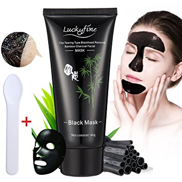 Black Peel Off Mask LuckyFine Blackhead Removal Facial Deep Cleansing Purifying Whitening Mud Mask/Face Cleaning Mask Spoon