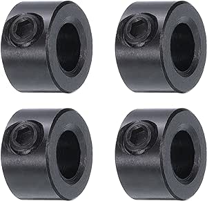 uxcell 4pcs Set Screw Collars 1/4" Bore Carbon Steel Shaft Collars, 1/2" OD, 5/16" Width Axle Collar Clamp for Linear Rod Shaft Guide, Black Oxide