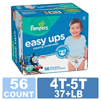 Pampers Easy Ups Training Pants Pull On Disposable Diapers for Boys, Size 6 (4T-5T), 56 Count, SUPER