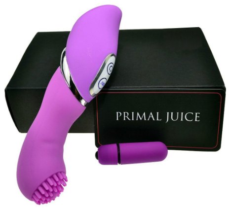 Clit Vibrator for Women From Primal Juice! Experience Vibrating Orgasm and Clitoral Stimulation, Enjoy Multi-Speed G-Spot Vibe with this Waterproof Dildo! 100% Silicone, In Pink "