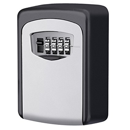 KeeKit Key Lock Box, Wall Mount Key Storage Lock Box, 4-Digit Resettable Combination Lock Box, Outdoor Weatherproof Key Box for Indoors/ Outdoors, Holds up to 5 Keys