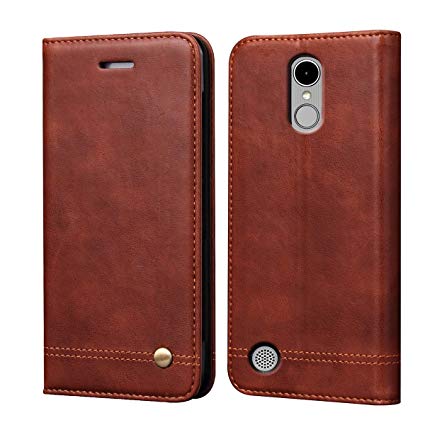 LG K20 V Case, LG K20 Plus Case,LG K10 2017 Case,LV V5 Case,LG Harmony Case, RUIHUI Flip Leather Protective Wallet Cover Case with Card Slots,Kickstand and Magnetic Closure (Brown)