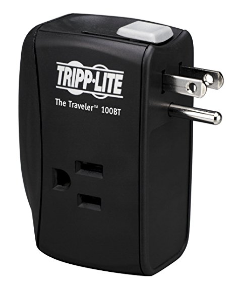 Tripp Lite 2 Outlet Portable Surge Protector, Wall Mount Direct Plug-in, Ethernet, & $50K INSURANCE (TRAVELER100BT)