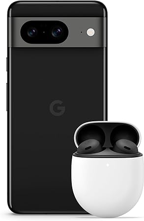 Google Pixel 8 - Unlocked Android Smartphone - Obsidian - 128 GB with Pixel Buds Pro - Charcoal