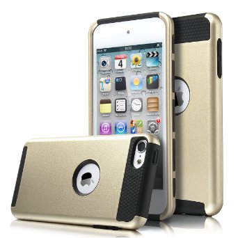 ULAK [Colorful Series] 2-Piece Style Hybrid Hard Case Cover for Apple iPod touch 5 6th Generation (Champagne Gold   Black)