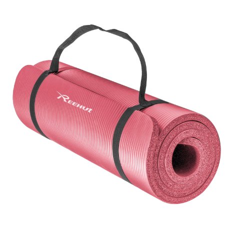 Reehut All-Purpose 12-Inch Extra Thick High Density NBR Exercise Yoga Mat with Carry Strap for Gymnastic Fitness