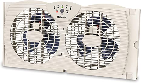 Holmes Dual Blade Digital Window Fan with Programmable Thermostat Control