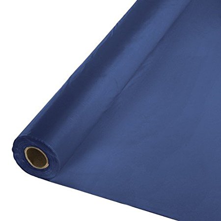 Creative Converting Touch of Color Plastic Tablecover Banquet Roll, 250', Navy