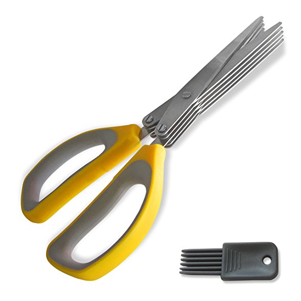 Gourmet Herbal Scissors with 5 Stainless Steel Blades - Chop Herbs Faster