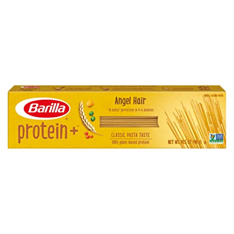 BARILLA Protein  (Plus) Angel Hair - Protein from Lentils, Chickpeas & Peas - Good Source of Plant-Based Protein - Protein Pasta - Non-GMO - Kosher Certified - 14.5 Ounce Box (7 Servings per Box)