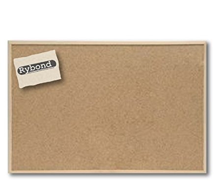 Rybond Notice Board, Display Board, Bulletin Board, Cork Board Pine Frame with Fixing Kit and Pins W600xH400mm