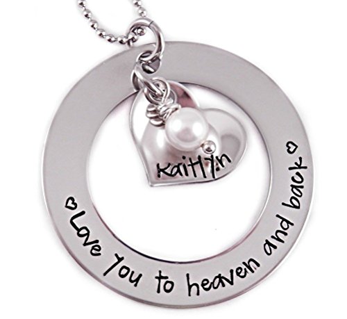 Heaven and Back Personalized Hand Stamped Necklace - Memorial Jewelry