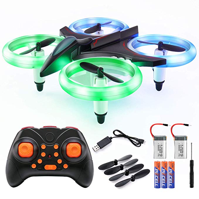 Veken Mini RC Drone Quadcopter for Kids Adults 2.4Ghz 4 CH 6-Axis Gyro RC Helicopter with LED Lights, Auto Hovering, One Key Take Off/Landing, 3D Flip, Headless Mode Good Choice Drone for Beginners