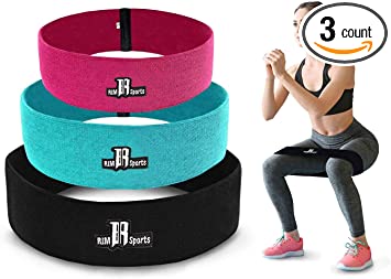 RIMSports Hip Resistance Bands for Legs & Butt – Ideal Squat Bands for Squats – Non-Slip Fabric Resistance Bands & Glute Bands for Lunges – Premium Hip Bands & Booty Bands for Women & Men(Set of 3)
