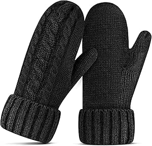 Women's Winter Gloves Warm Lining Cozy Wool Knit Thick Gloves