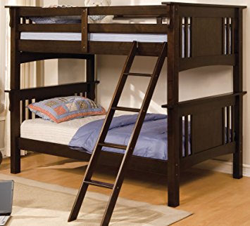 Furniture of America Perry Bunk Bed, Twin Over Twin, Dark Walnut