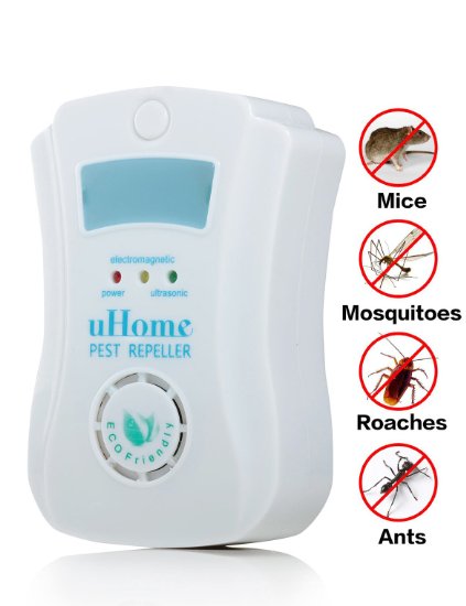 Pest Control - uHome Pest Repellent with Special Light Sensor Night Light-Pest Repeller with the Ultrasonic Technology- Ultrasonic Pest Control Equipment-Repels All Kinds of Rodents and Insects