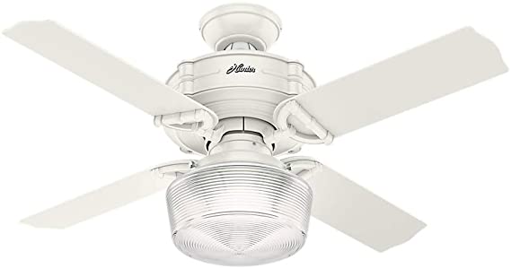 Hunter Indoor Ceiling Fan with light and remote control - Brunswick 44 inch, White, 52260