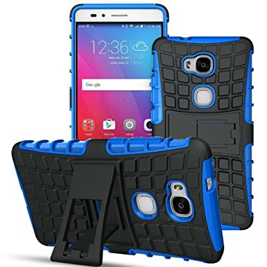 Huawei Honor 5X Case, ANGELLA-M Built-in Kickstand Hybrid Armor Case Detachable 2in1 Shockproof Tough Rugged Dual-Layer Cover Case for Huawei Honor 5X /GR5 Blue