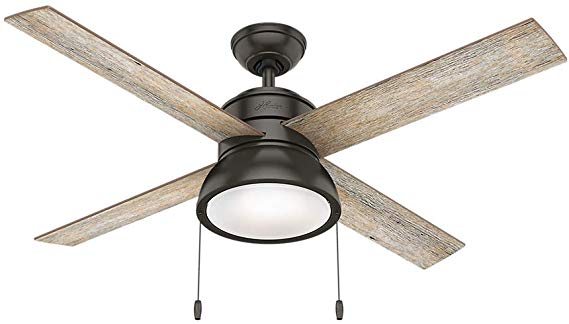 Hunter Indoor Ceiling Fan with LED Light and pull chain control - Loki 52 inch, Nobel Bronze, 54152