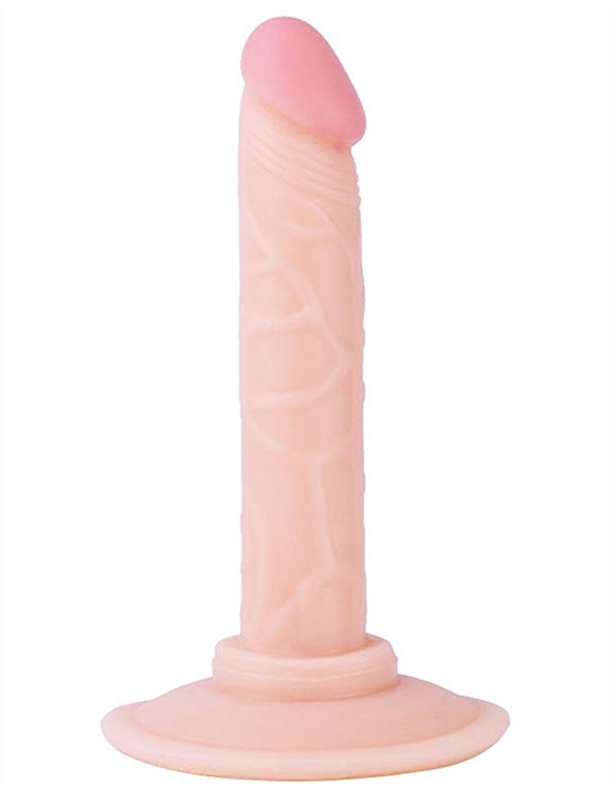 Slim Beginner Dildo with Storage Bag,SINLOLI Small Dildo with Suction Cup is Perfect for First-Time Users,Anal Plug for Anal Sex Play(5.8 inch)