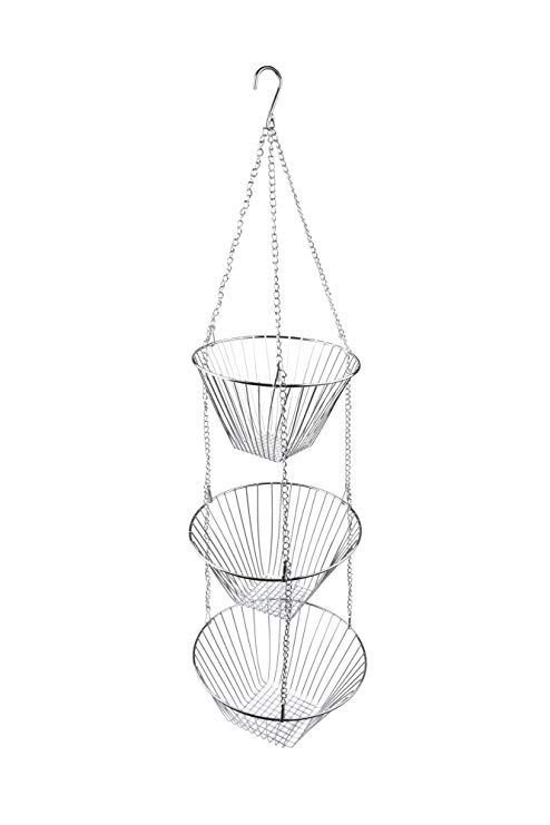 Fox Run 6312 Three Tier Hanging Wire Baskets, Chrome