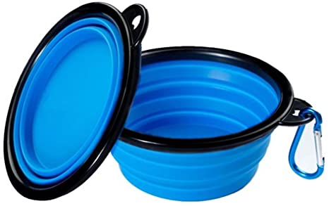 S-Lifeeling Collapsible Pet Bowl,Silicone Pop-up Travel Bowl,for Dog & Cat Bowls(Set of 2)-with a Free Black Carabiner Per Set