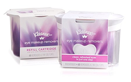 Kleenex Eye Makeup Removers, Refillable Dispenser & Refill Cartridge, 120 Total Removers