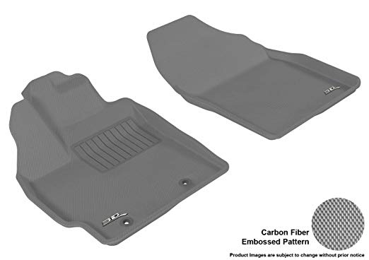 3D MAXpider Front Row Custom Fit All-Weather Floor Mat for Select Toyota Prius Models - Kagu Rubber (Gray)