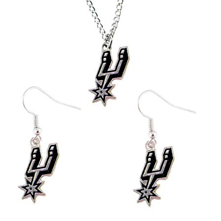 San Antonio Spurs Necklace and Dangle Earing Charm Set - NBA