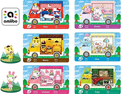 6pcs Animal Crossing New Horizons ACNH Amiibo Sanrio Mini Card, RV Villager Furniture Compatible with Switch/Switch Lite/New 3DS