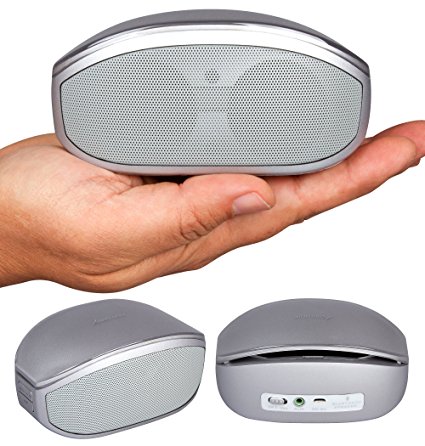 Bluetooth Speaker, Alpatronix AX400 Portable Mini Wireless Stereo Speaker with 6W Loud Volume, Subwoofer, Built-in Mic, AUX, Volume/Playback Controls for Smartphones, Tablets, iPods & PC - Gray