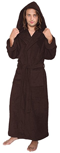 Arus Men's Hood'n Full Ankle Length Hooded Turkish Cotton Bathrobe