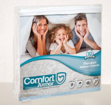 Comfort Armor Premium 1 Hypoallergenic Waterproof Mattress Protector Queen Size - Vinyl Free