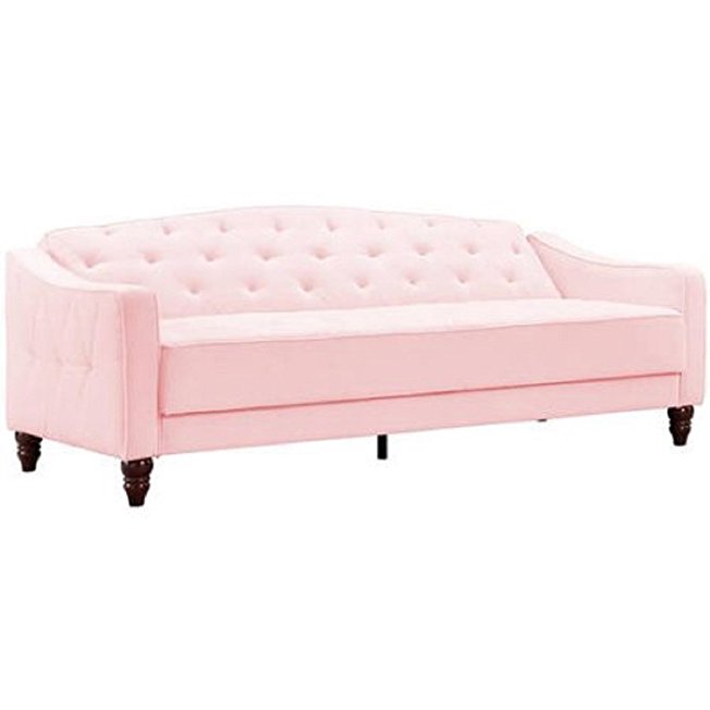 Novogratz Vintage Tufted Sofa Sleeper II (Pink Velour)