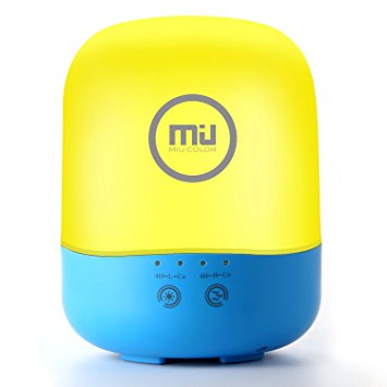 Night Light, Ultrasonic Aromatherapy Diffuser and Humidifier, Touch Control, Adjustable Brightness and Light Color, Timed and Auto Shut off Settings, Cute Yellow and Blue Design by MIU COLOR.