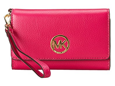 Michael Michael Kors Fulton Large Multifunction Wristlet Fuchsia/gold New