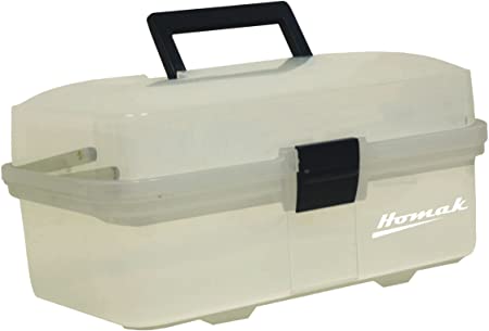Homak 13-Inch Plastic Transparent Toolbox with 2 Tray Tier, TP00113067