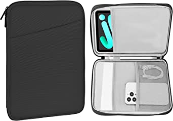 MoKo 8-9 Inch Tablet Sleeve Bag, Fits iPad Mini 6 5/4/3/2/1, Galaxy Tab A7 Lite 8.7/Tab A 8.0/Tab A 8.4, Fire HD 8, Tab 8.0,Protective Bag Carrying Case with Slanted Pocket, Dark Gray