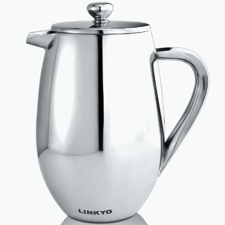 LINKYO Coffee Press - Stainless Steel French Press Coffee Maker 34oz, 1L