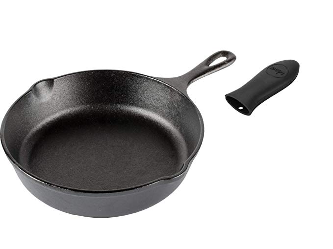 Lodge Pre-Seasoned 9-Inch Skillet with Black Silicone Hot Handle Holder