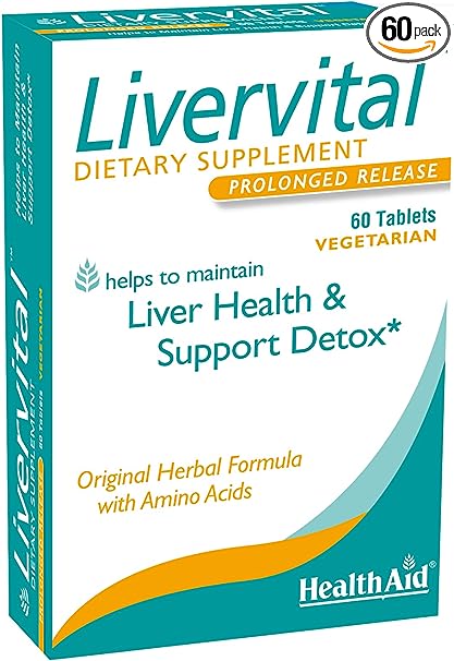 HealthAid LiverVital, Liver Health and Support, 60ct, Reduces Build up of Toxins in The Liver, Helps Maintain Liver Health and Support Detox, Original Herbal Formula, Vegetarian