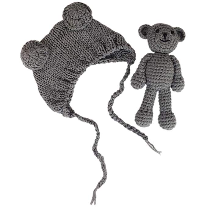 Jastore Infant Newborn Photography Prop Photo Crochet Boys Girls Knit Toy Bear Hats