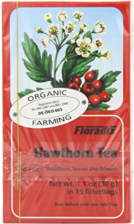 Floradix Organic Hawthorn Herbal Tea 15 Bags (Pack of 6, Total 90 Teabags)