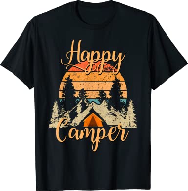 Funny Camping Hiking Lover Present Happy Camper Gifts T-Shirt