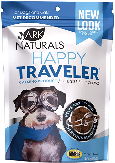 Ark Naturals Happy Traveler Soft Calming Chews, Vet Recommended to Ease Anxious and Nervous Behavior in Dogs and Cats, Natural Ingredients, Non-Habit Forming, 75 Count